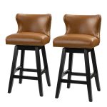 Konrad Camel Vegan Leather Wingback 360 Swivel Bar Stool