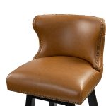Konrad Camel Vegan Leather Wingback 360 Swivel Bar Stool