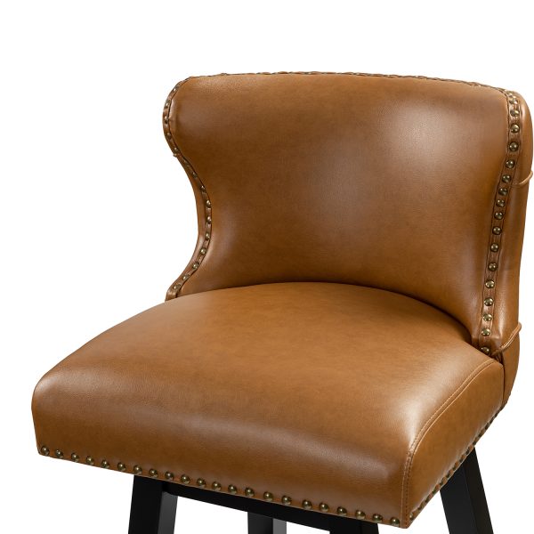 Konrad Camel Vegan Leather Wingback 360 Swivel Bar Stool 4