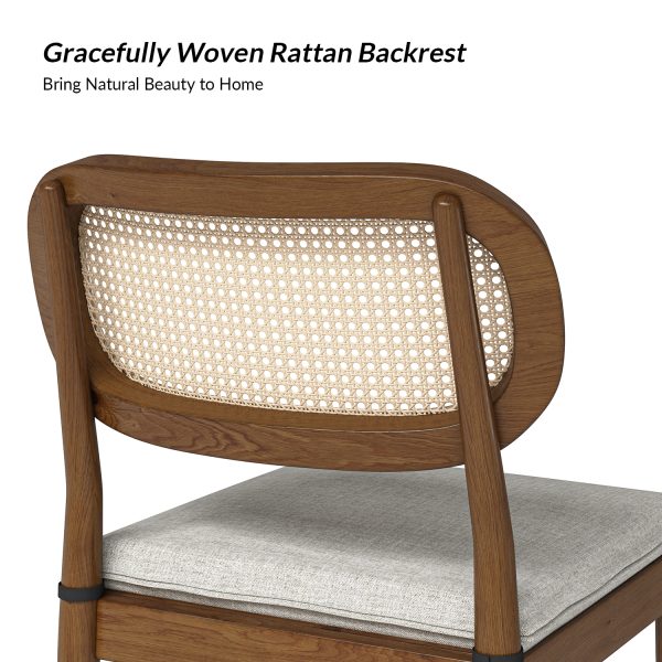 Konstantin Acorn Rattan Dining Chairs Linen Seat 4