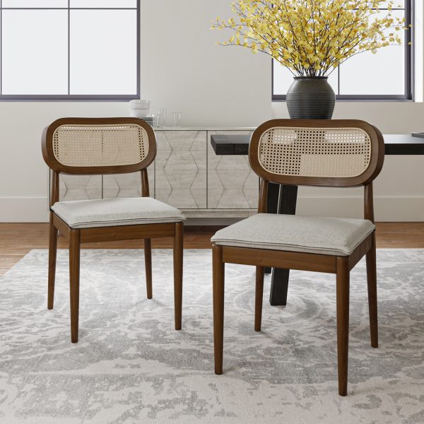 Konstantin Acorn Rattan Dining Chairs Linen Seat