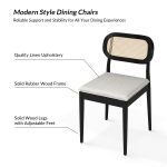 Konstantin Black Rattan Linen Dining Chairs with Removable Cushions 9 Konstantin Black Rattan Linen Dining Chairs with Removable Cushions