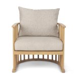 Kopari Beige Fabric W/Light Brown Wood Accent Chair