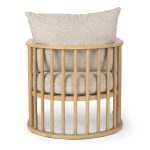 Kopari Beige Fabric W/Light Brown Wood Accent Chair