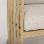 Kopari Beige Fabric W/Light Brown Wood Accent Chair