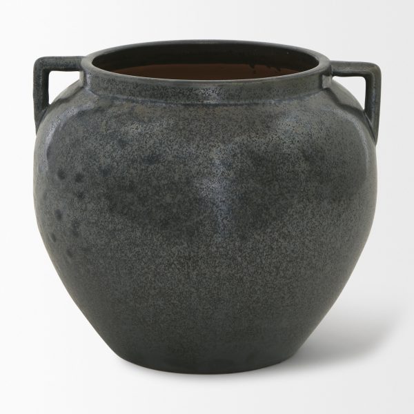 Kora Short Dark Metallic Double Ear Vase 1