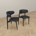 Black Vegan Leather Dining Chairs with Wood Base (Set of 2) 11 Black Vegan Leather Dining Chairs with Wood Base (Set of 2)