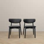 Black Vegan Leather Dining Chairs with Wood Base (Set of 2) 15 Black Vegan Leather Dining Chairs with Wood Base (Set of 2)