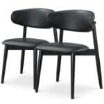 Black Vegan Leather Dining Chairs with Wood Base (Set of 2) 9 Black Vegan Leather Dining Chairs with Wood Base (Set of 2)