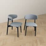 Grey Fabric Mid Century Modern Dining Chairs Solid Wood (Set of 2) 12 Grey Fabric Mid Century Modern Dining Chairs Solid Wood (Set of 2)