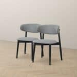 Grey Fabric Mid Century Modern Dining Chairs Solid Wood (Set of 2) 17 Grey Fabric Mid Century Modern Dining Chairs Solid Wood (Set of 2)