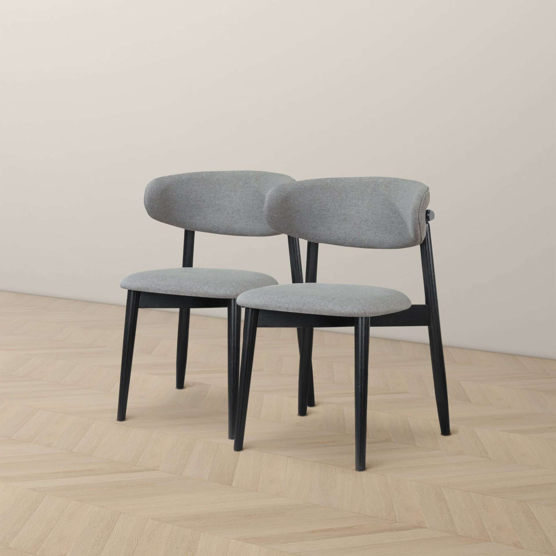 Grey Fabric Mid Century Modern Dining Chairs Solid Wood (Set of 2) 8 Grey Fabric Mid Century Modern Dining Chairs Solid Wood (Set of 2) - Image 8