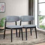 Grey Fabric Mid Century Modern Dining Chairs Solid Wood (Set of 2) 11 Grey Fabric Mid Century Modern Dining Chairs Solid Wood (Set of 2)