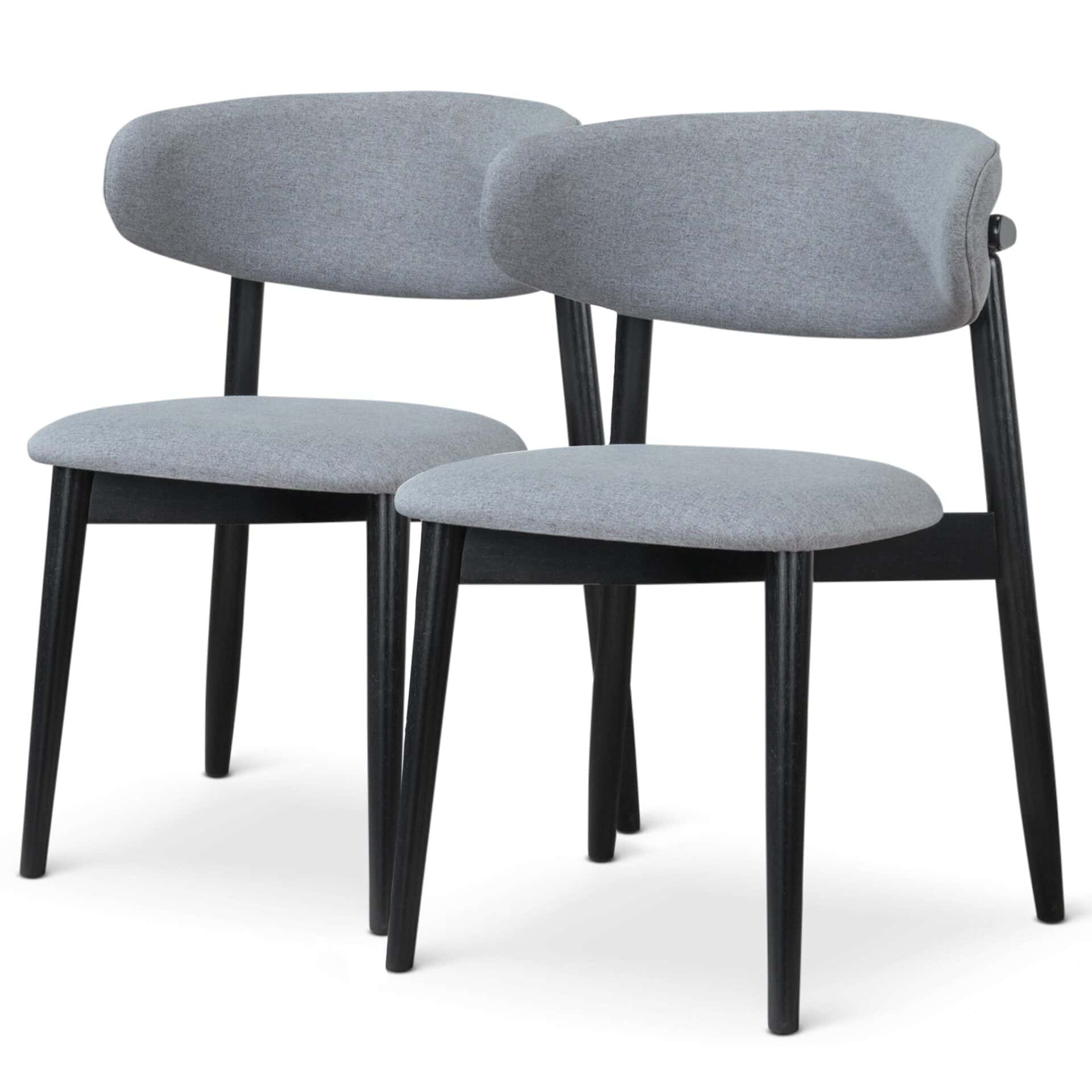 Grey Fabric Mid Century Modern Dining Chairs Solid Wood (Set of 2) 1 Grey Fabric Mid Century Modern Dining Chairs Solid Wood (Set of 2)