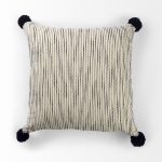 Krystal 18 x 18 Cream/Black Pom Pom Decorative Pillow Cover