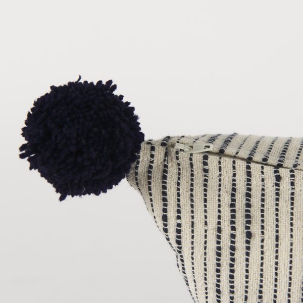 Krystal 18 x 18 CreamBlack Pom Pom Decorative Pillow Cover 7