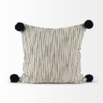 Krystal 20 x 20 Cream/Blue Pom Pom Decorative Pillow Cover 10 Krystal 20 x 20 Cream/Blue Pom Pom Decorative Pillow Cover