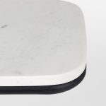 Kyra 12.0L x 20.0W x 23.0H White Marble Top W/Black Iron Frame C-Shaped End and Side Table