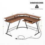 L Shaped Computer Desk with Monitor Stand and Power Outlet 26 L Shaped Computer Desk with Monitor Stand and Power Outlet
