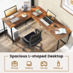 L Shaped Computer Desk with Power Outlets and CPU Stand