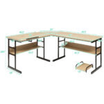 L-Shaped Corner Desk with Adjustable Tilting Tabletop and Shelves 39 L-Shaped Corner Desk with Adjustable Tilting Tabletop and Shelves
