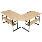 L-Shaped Corner Desk with Adjustable Tilting Tabletop and Shelves 40 L-Shaped Corner Desk with Adjustable Tilting Tabletop and Shelves