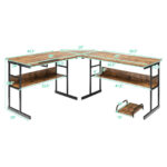 L-Shaped Corner Desk with Adjustable Tilting Tabletop and Shelves 47 L-Shaped Corner Desk with Adjustable Tilting Tabletop and Shelves