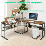L-Shaped Corner Desk with Adjustable Tilting Tabletop and Shelves 48 L-Shaped Corner Desk with Adjustable Tilting Tabletop and Shelves