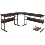 L-Shaped Corner Desk with Adjustable Tilting Tabletop and Shelves 52 L-Shaped Corner Desk with Adjustable Tilting Tabletop and Shelves