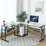 L-Shaped Corner Desk with Adjustable Tilting Tabletop and Shelves 36 L-Shaped Corner Desk with Adjustable Tilting Tabletop and Shelves