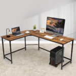 L Shaped Corner Desk with Spacious Workspace and CPU Stand
