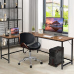 L Shaped Corner Desk with Spacious Workspace and CPU Stand