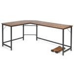L Shaped Corner Desk with Spacious Workspace and CPU Stand