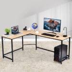 L Shaped Corner Desk with Spacious Workspace and CPU Stand