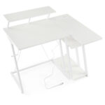 L Shaped Gaming Desk with Storage, Outlets, and USB Ports
