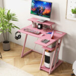 L Shaped Gaming Desk with Storage, Outlets, and USB Ports