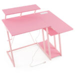 L Shaped Gaming Desk with Storage, Outlets, and USB Ports