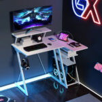 L Shaped Gaming Desk with Storage, Outlets, and USB Ports