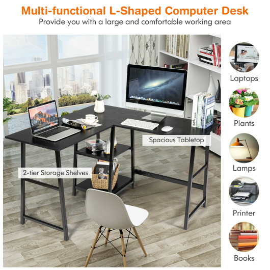 L Shaped Office Desk with Shelves and Space-Saving Design 9 L Shaped Office Desk with Shelves and Space-Saving Design - Image 9