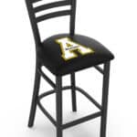 Appalachian State University 30-Inch Stationary Bar Stool w/ Black Wrinkle Finish, Ladder Back, 2.5-Inch Cushion Seat