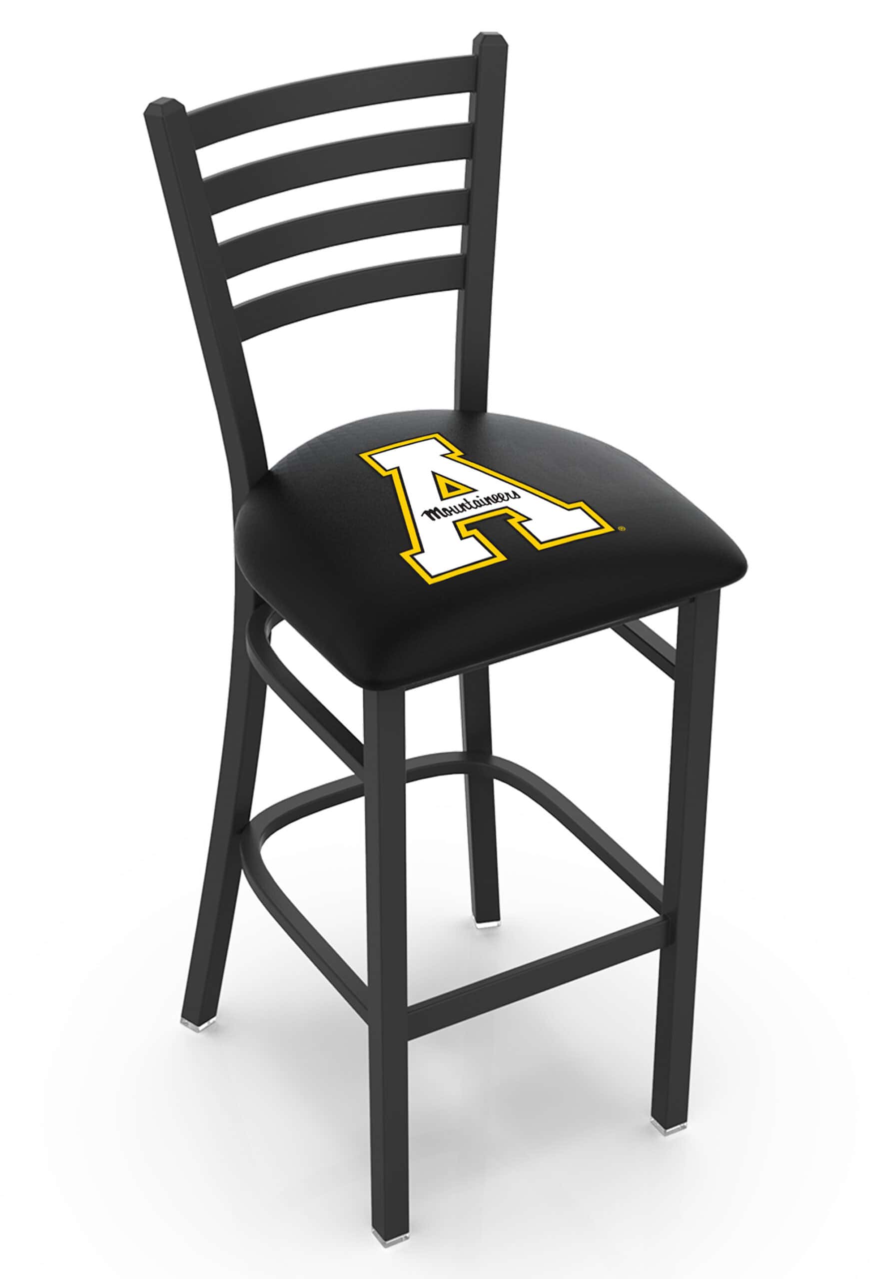 Appalachian State University 25-Inch Stationary Counter Stool w/ Black Wrinkle Finish, Ladder Back, 2.5-Inch Cushion Seat 3 Appalachian State University 25-Inch Stationary Counter Stool w/ Black Wrinkle Finish, Ladder Back, 2.5-Inch Cushion Seat