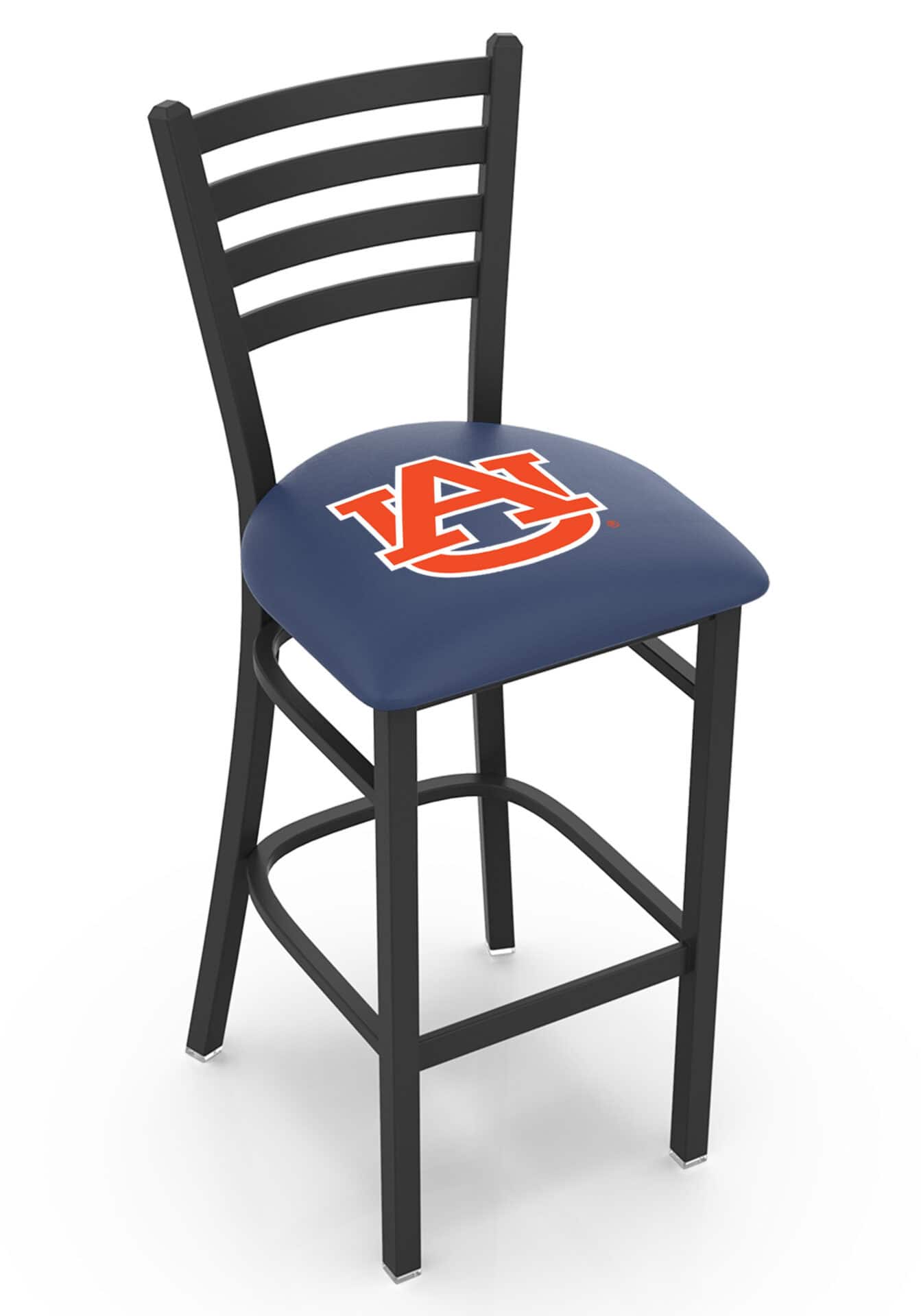 Auburn University 25-Inch Stationary Counter Stool w/ Black Wrinkle Finish, Ladder Back, 2.5-Inch Cushion Seat 1 Auburn University 25-Inch Stationary Counter Stool w/ Black Wrinkle Finish, Ladder Back, 2.5-Inch Cushion Seat