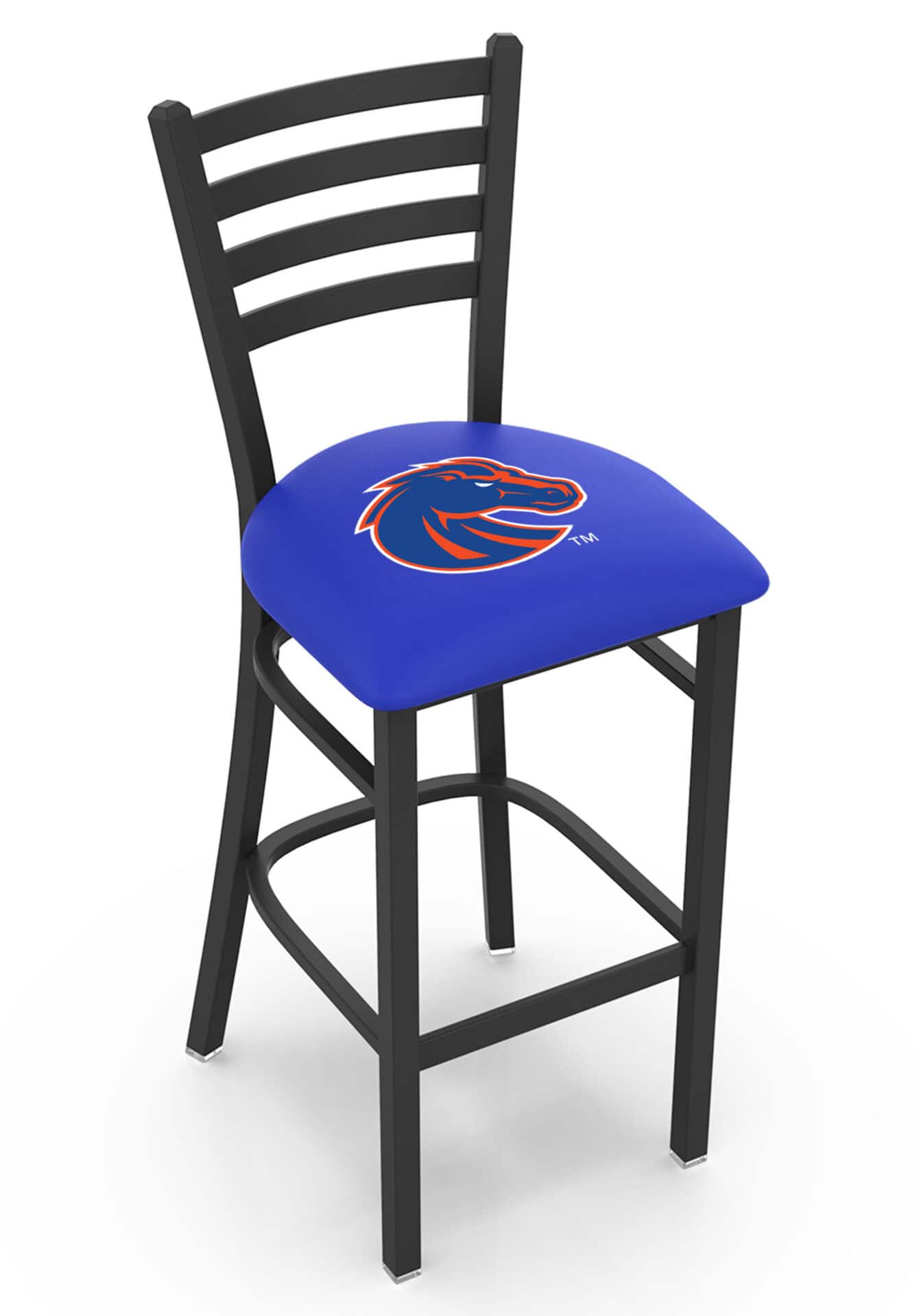 Boise State University 25-Inch Stationary Counter Stool w/ Black Wrinkle Finish, Ladder Back, 2.5-Inch Cushion Seat 1 Boise State University 25-Inch Stationary Counter Stool w/ Black Wrinkle Finish, Ladder Back, 2.5-Inch Cushion Seat