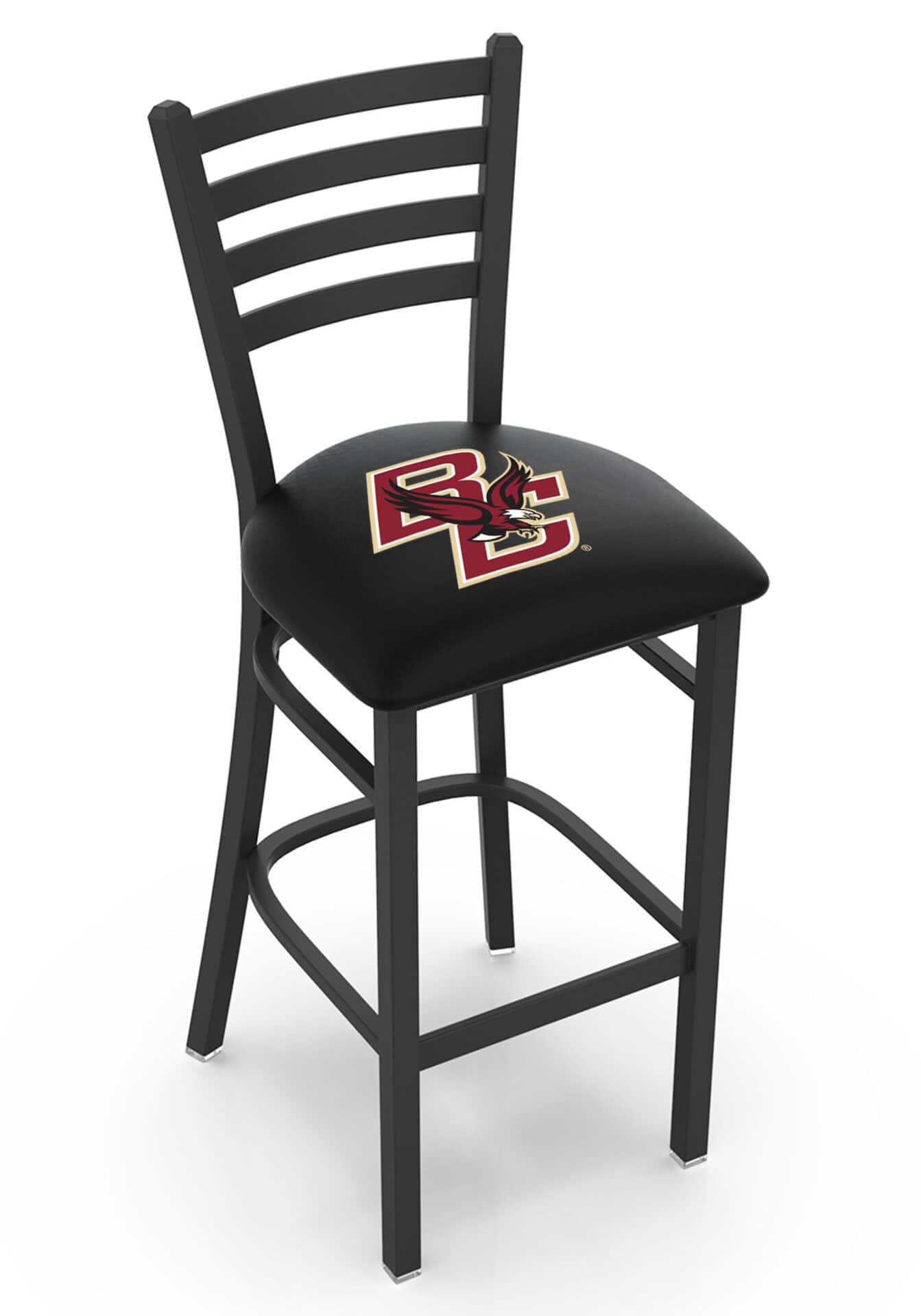 Boston College 25-Inch Stationary Counter Stool w/ Black Wrinkle Finish, Ladder Back, 2.5-Inch Cushion Seat 1 Boston College 25-Inch Stationary Counter Stool w/ Black Wrinkle Finish, Ladder Back, 2.5-Inch Cushion Seat