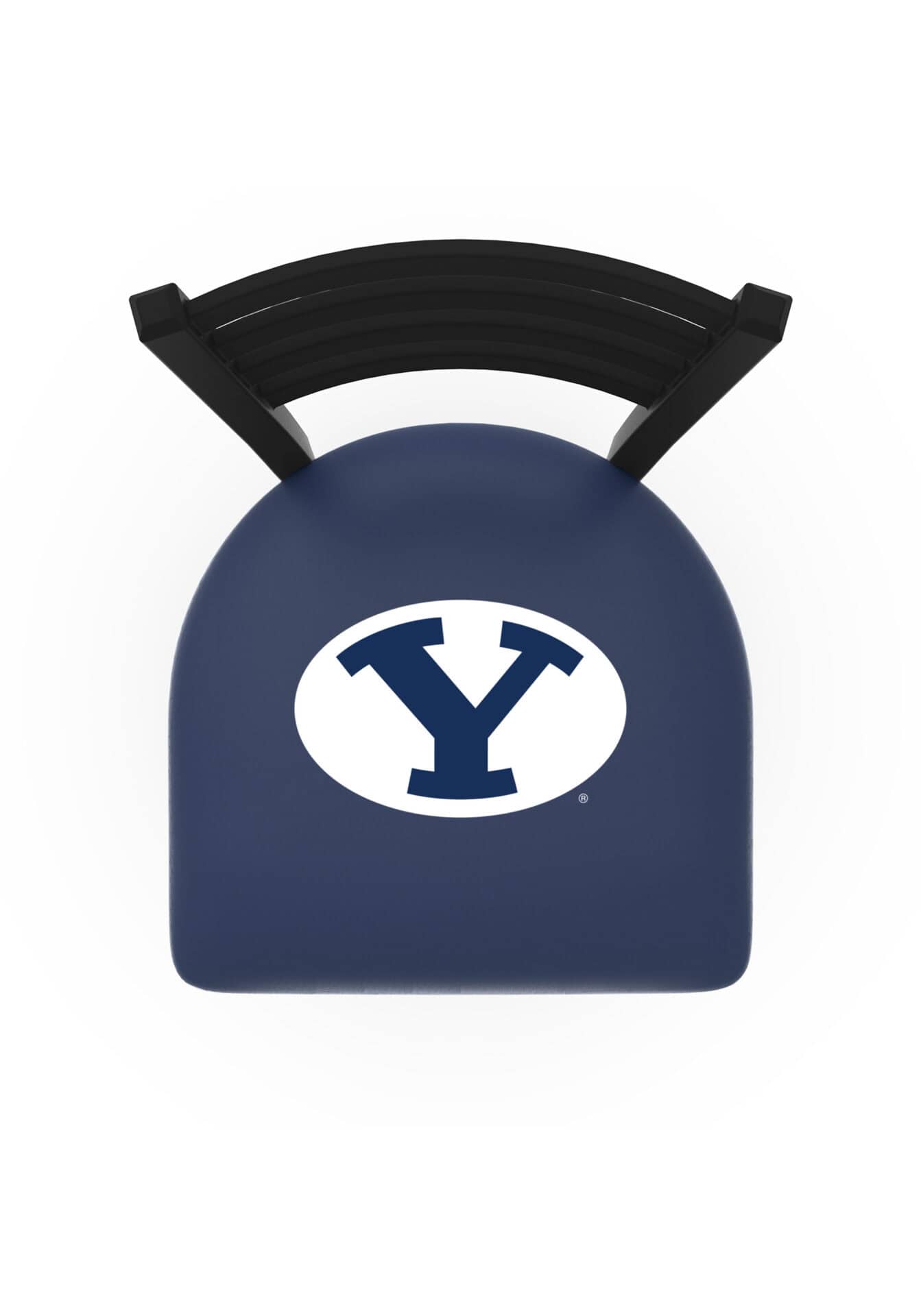Brigham Young University 25-Inch Stationary Counter Stool w/ Black Wrinkle Finish, Ladder Back, 2.5-Inch Cushion Seat 2 Brigham Young University 25-Inch Stationary Counter Stool w/ Black Wrinkle Finish, Ladder Back, 2.5-Inch Cushion Seat - Image 2