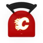 Calgary Flames 30-Inch Stationary Bar Stool w/ Black Wrinkle Finish, Ladder Back, 2.5-Inch Cushion Seat