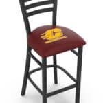 Central Michigan University 25-Inch Stationary Counter Stool w/ Black Wrinkle Finish, Ladder Back, 2.5-Inch Cushion Seat
