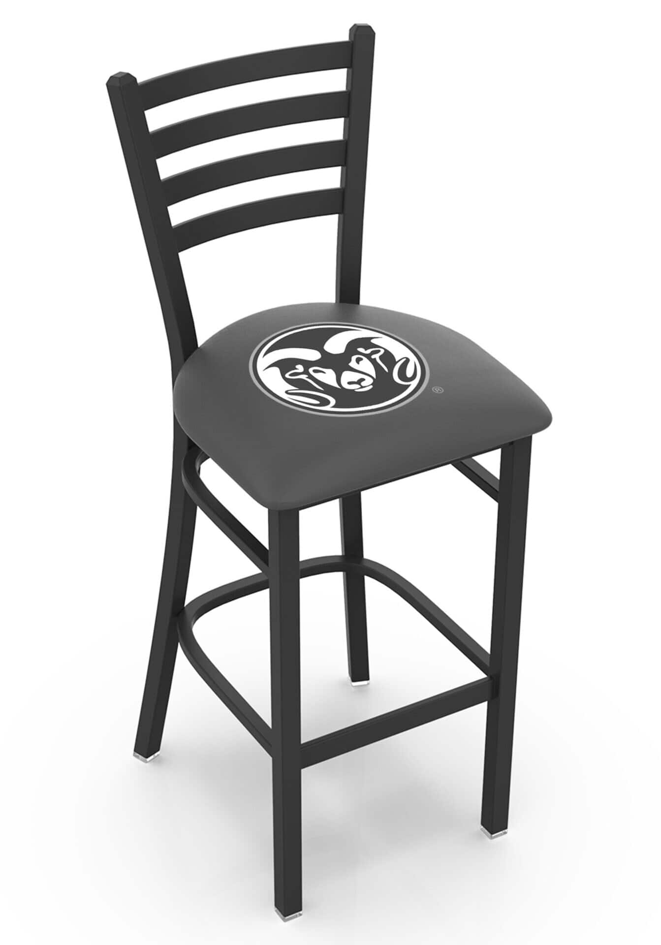 Colorado State University 25-Inch Stationary Counter Stool w/ Black Wrinkle Finish, Ladder Back, 2.5-Inch Cushion Seat 1 Colorado State University 25-Inch Stationary Counter Stool w/ Black Wrinkle Finish, Ladder Back, 2.5-Inch Cushion Seat