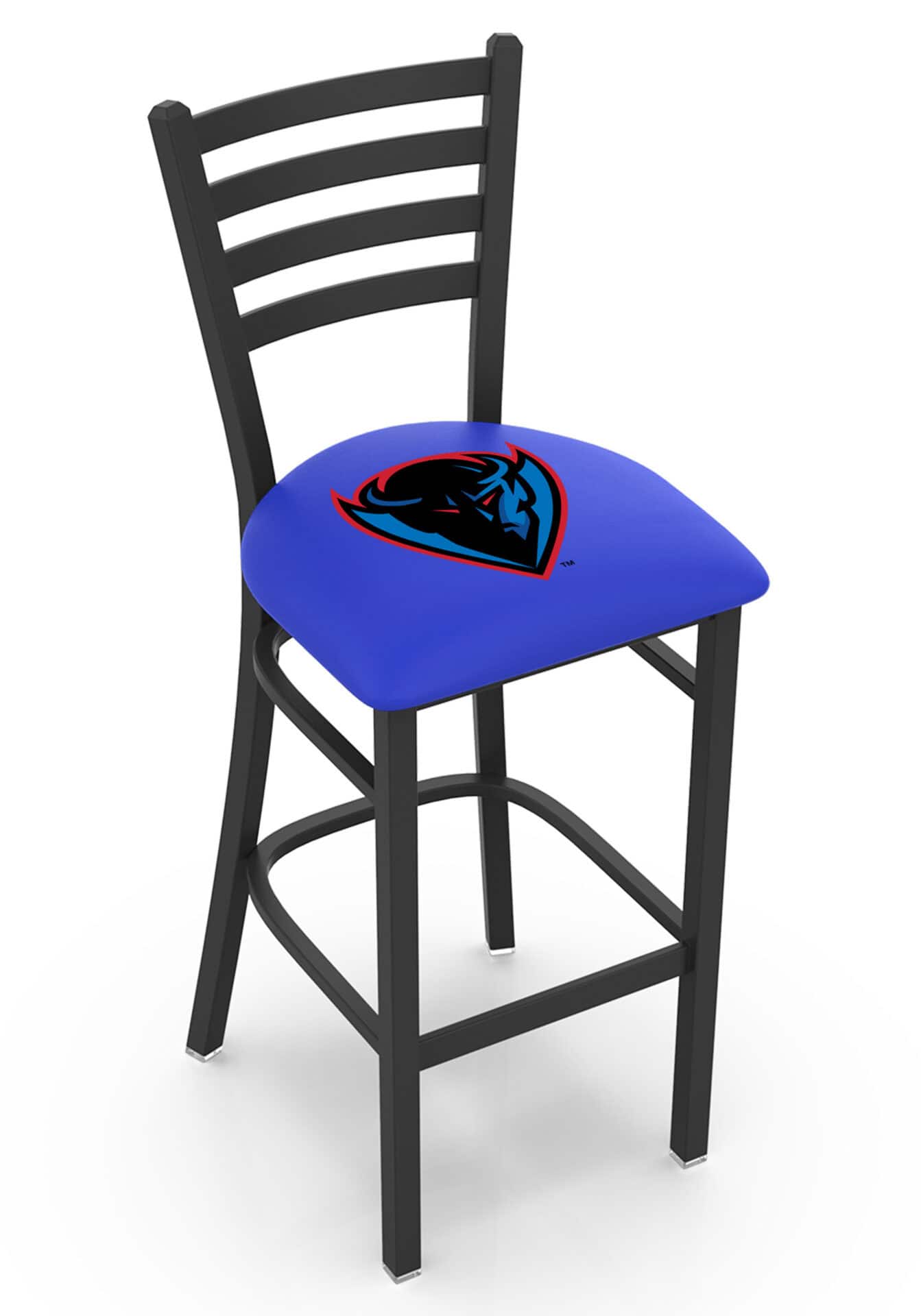 DePaul University 25-Inch Stationary Counter Stool w/ Black Wrinkle Finish, Ladder Back, 2.5-Inch Cushion Seat 1 DePaul University 25-Inch Stationary Counter Stool w/ Black Wrinkle Finish, Ladder Back, 2.5-Inch Cushion Seat