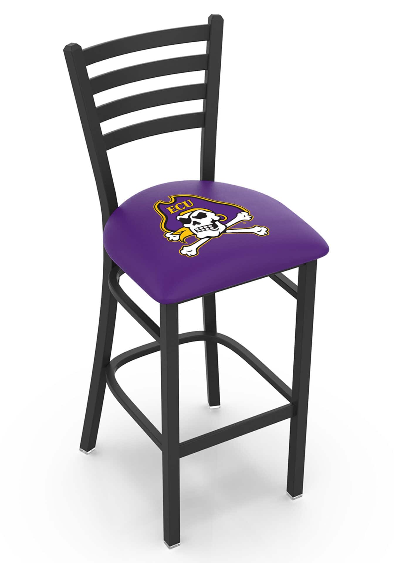 East Carolina University 25-Inch Stationary Counter Stool w/ Black Wrinkle Finish, Ladder Back, 2.5-Inch Cushion Seat 1 East Carolina University 25-Inch Stationary Counter Stool w/ Black Wrinkle Finish, Ladder Back, 2.5-Inch Cushion Seat